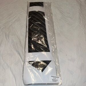 Ambassador Clip On Tie Black Gray Stripes ****$5 Final Sale *******